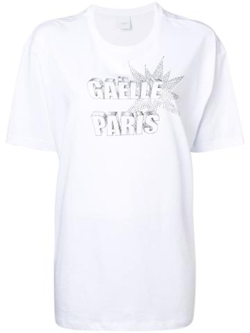 Gaelle Bonheur Rhinestone Embellished Oversized T-shirt - White