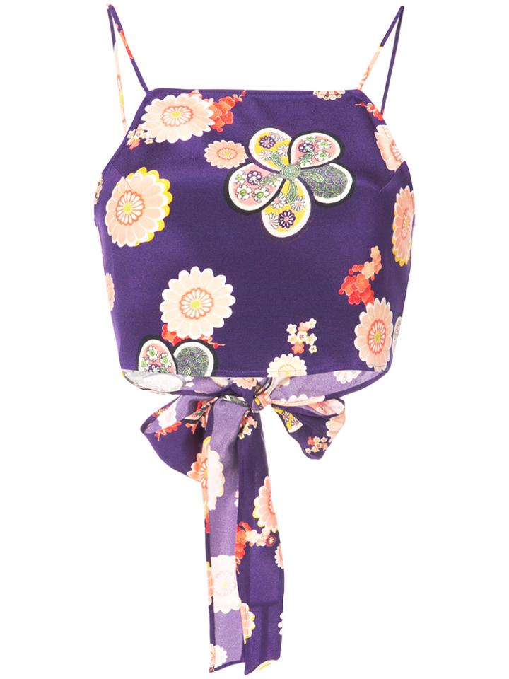 Racil Bekku Printed Wrap Crop Top - Pink & Purple