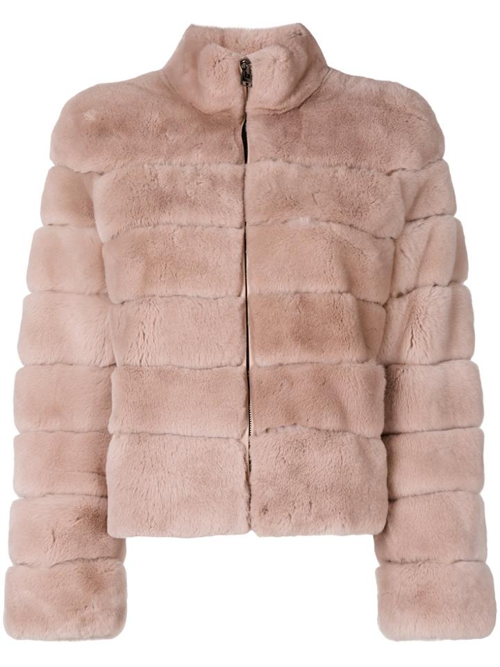 Cara Mila Taylor Rex Fur Jacket - Nude & Neutrals