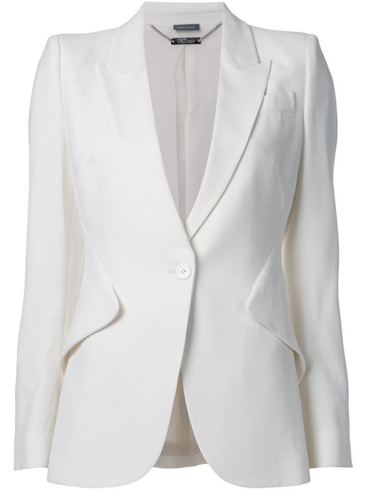 Alexander Mcqueen Fitted Blazer, Women's, Size: 44, White, Acetate/viscose