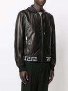 Versace Hooded Leather Jacket - Black