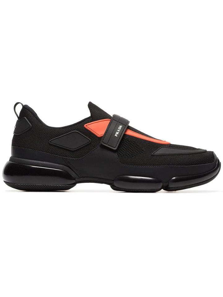 Prada Black And Orange Cloudbust Leather Sneakers