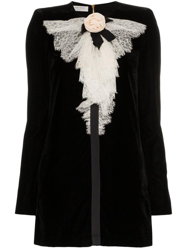 Philosophy Di Lorenzo Serafini Lace Bib Velvet Mini Dress - Black