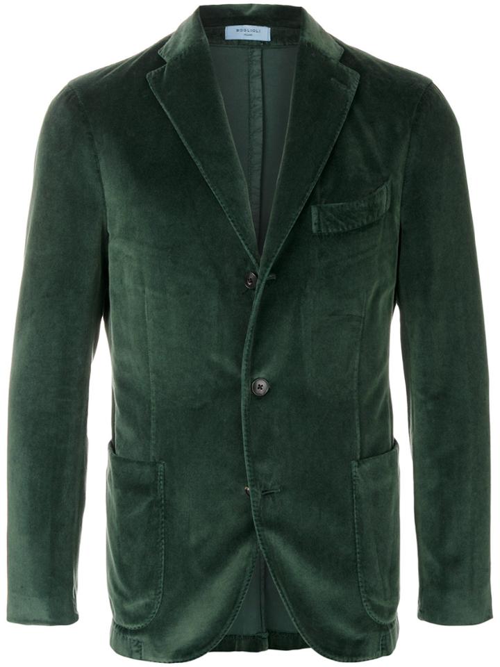Boglioli Velvet Three Button Jacket - Green