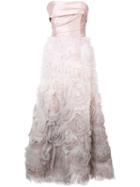 Marchesa Notte Strapless Ombré Gown - Pink
