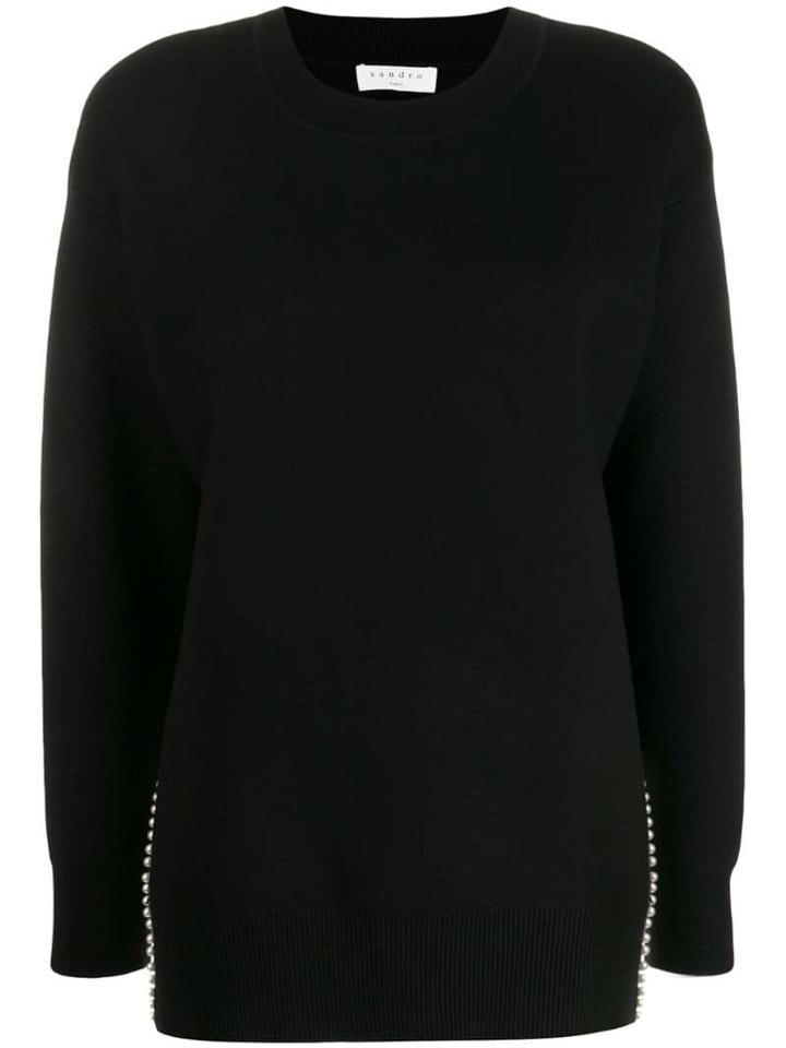 Sandro Paris Faux-pearl Trim Jumper - Black