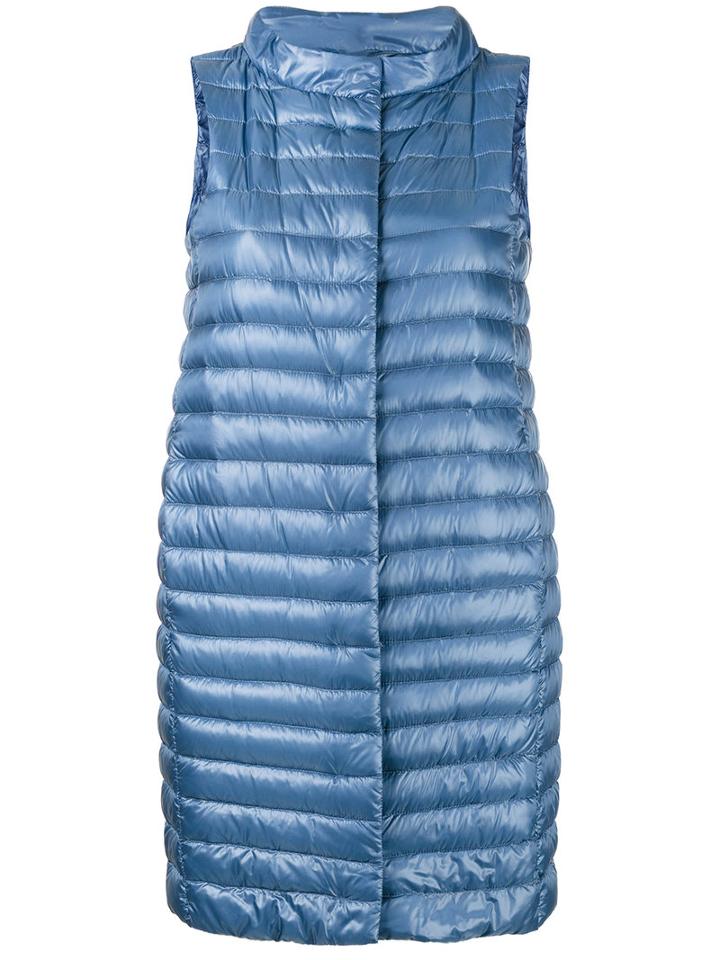 Herno - Mid-length Padded Gilet - Women - Polyamide/cotton/acetate/feather Down - 46, Blue, Polyamide/cotton/acetate/feather Down