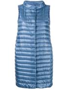 Herno - Mid-length Padded Gilet - Women - Polyamide/cotton/acetate/feather Down - 46, Blue, Polyamide/cotton/acetate/feather Down