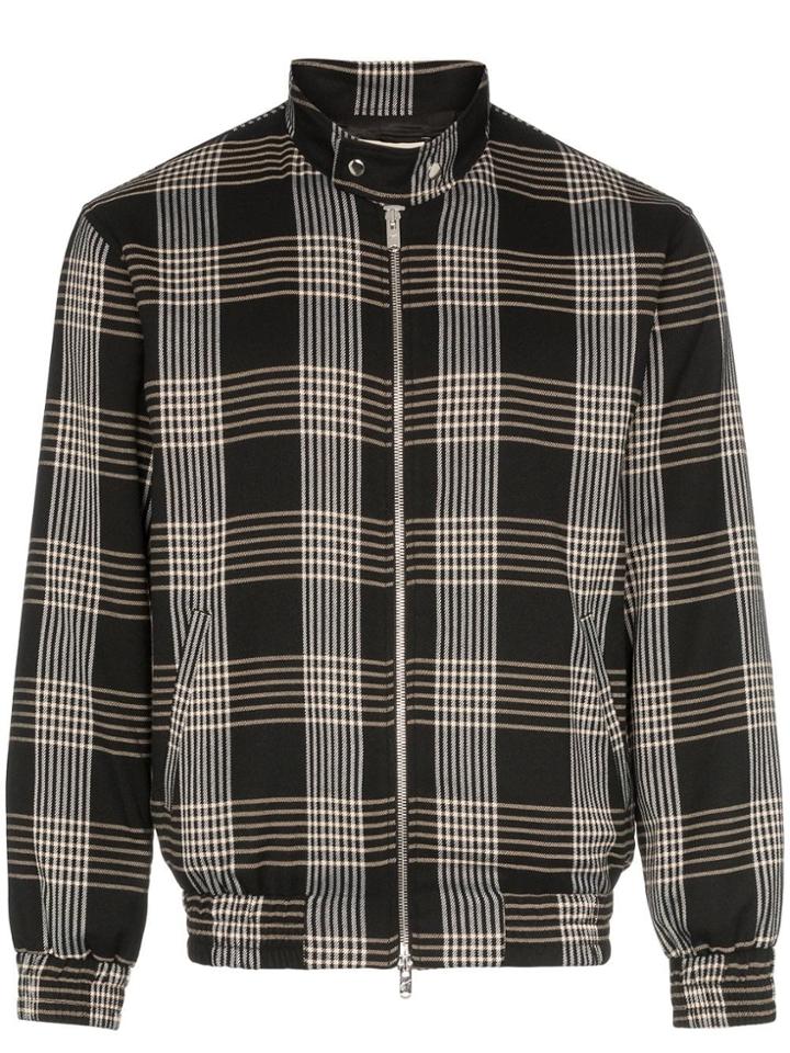 Prévu Oxford Checked Bomber Jacket - Black