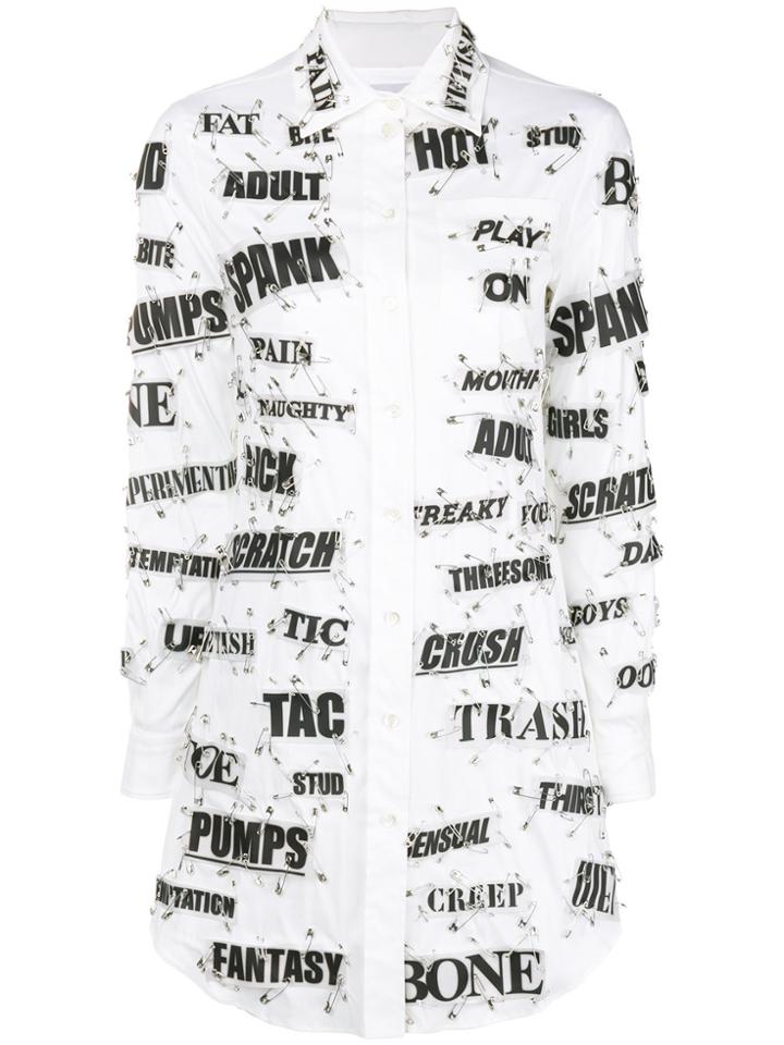 Moschino Slogan Safety Pin Shirt - White