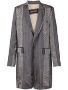 Uma Wang Printed Single Breasted Coat, Men's, Size: Large, Grey, Viscose