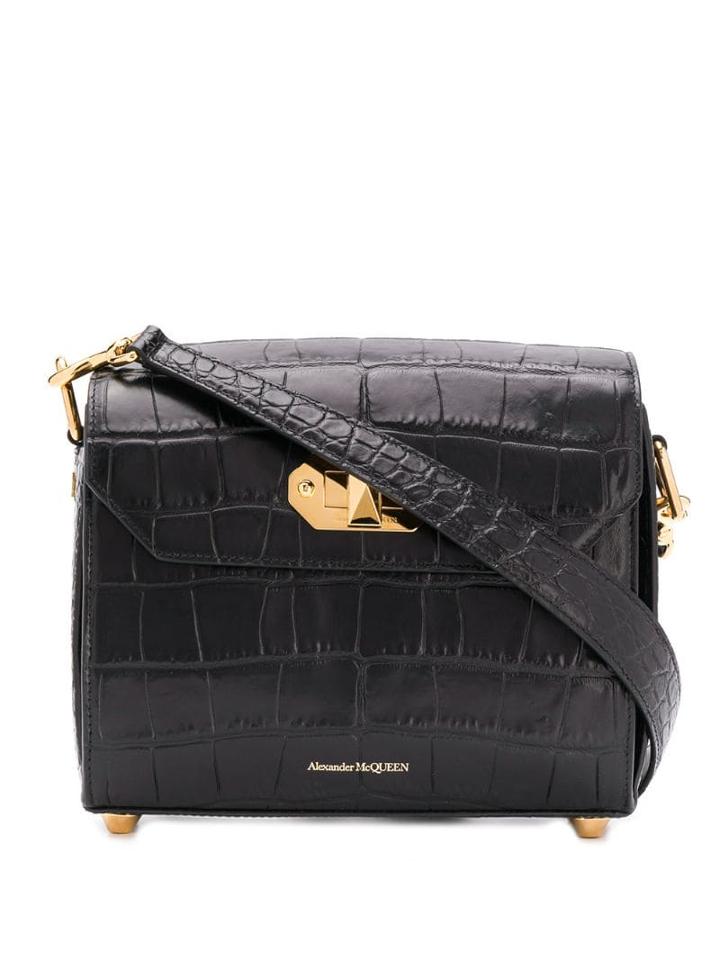 Alexander Mcqueen Crocodile Embossed Logo Bag - Black