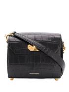 Alexander Mcqueen Crocodile Embossed Logo Bag - Black
