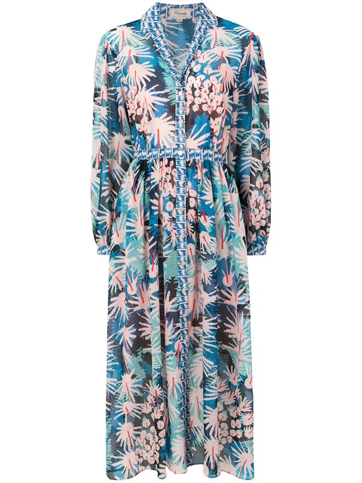 Temperley London Garden Cacti Shirt Dress - Blue