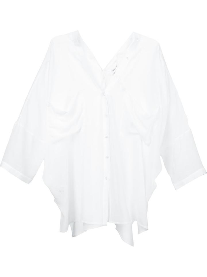 Isabel Benenato V-neck Oversized Shirt, Women's, Size: 42, White, Silk