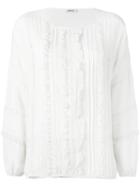 P.a.r.o.s.h. Lace Placket Blouse, Women's, Size: Medium, White, Cotton/acetate/silk/polyamide