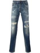 Dolce & Gabbana Angel Patch Jeans, Men's, Size: 50, Blue, Cotton/viscose