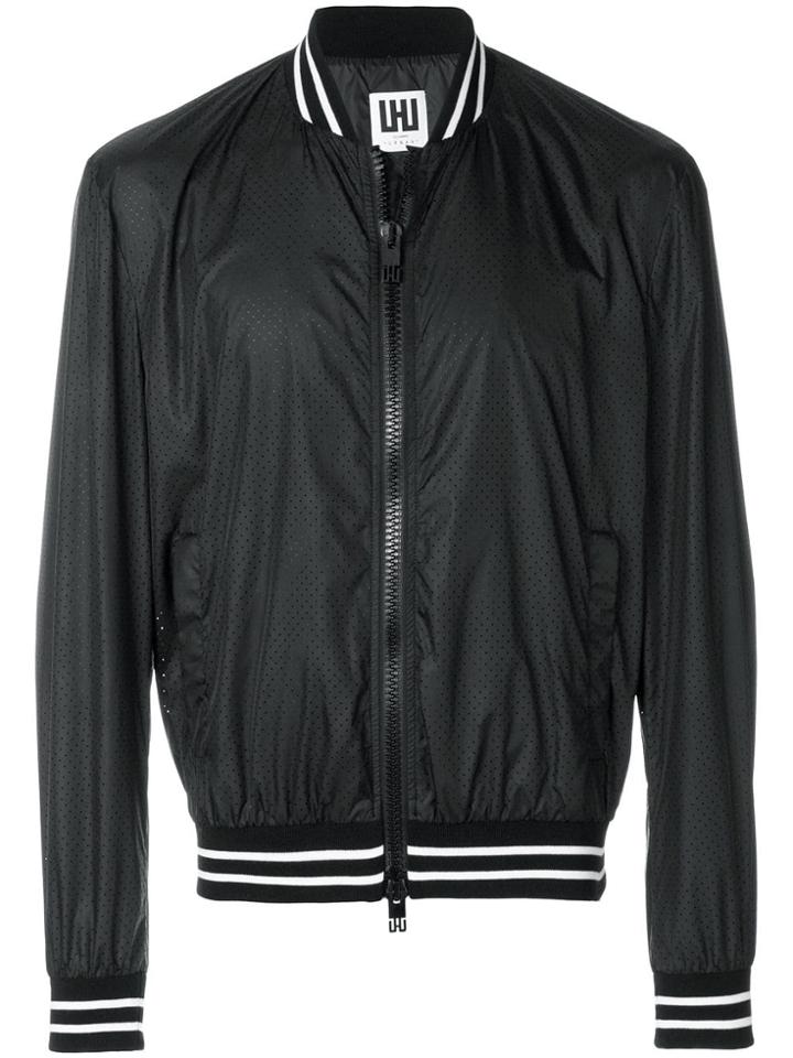 Les Hommes Urban Perforated Bomber Jacket - Black