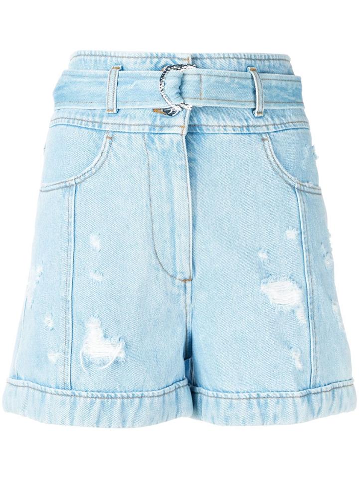 Just Cavalli Belted Denim Shorts - Blue