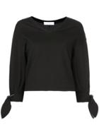 Le Ciel Bleu Knot Tied Sleeves Blouse - Black