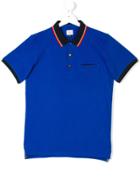 Armani Junior Teen Contrast-trim Polo Shirt - Blue
