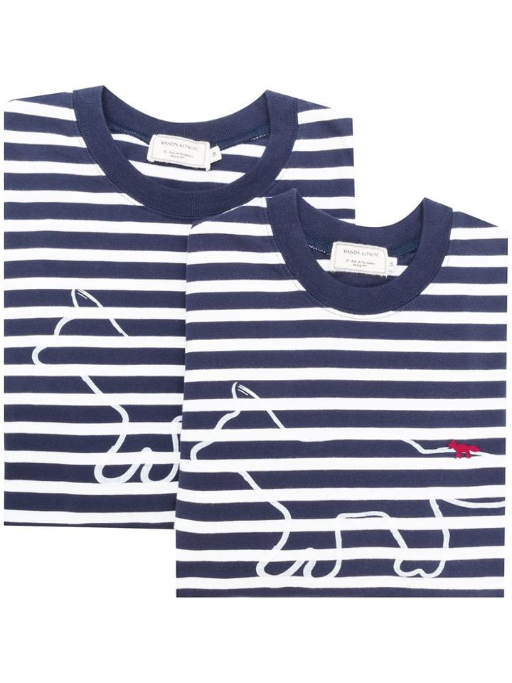 Maison Kitsuné Horizontal Stripe T-shirt - Blue