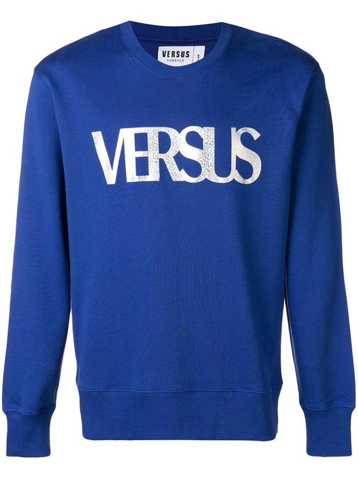 Versus Metallic Logo Print Sweatshirt - Blue