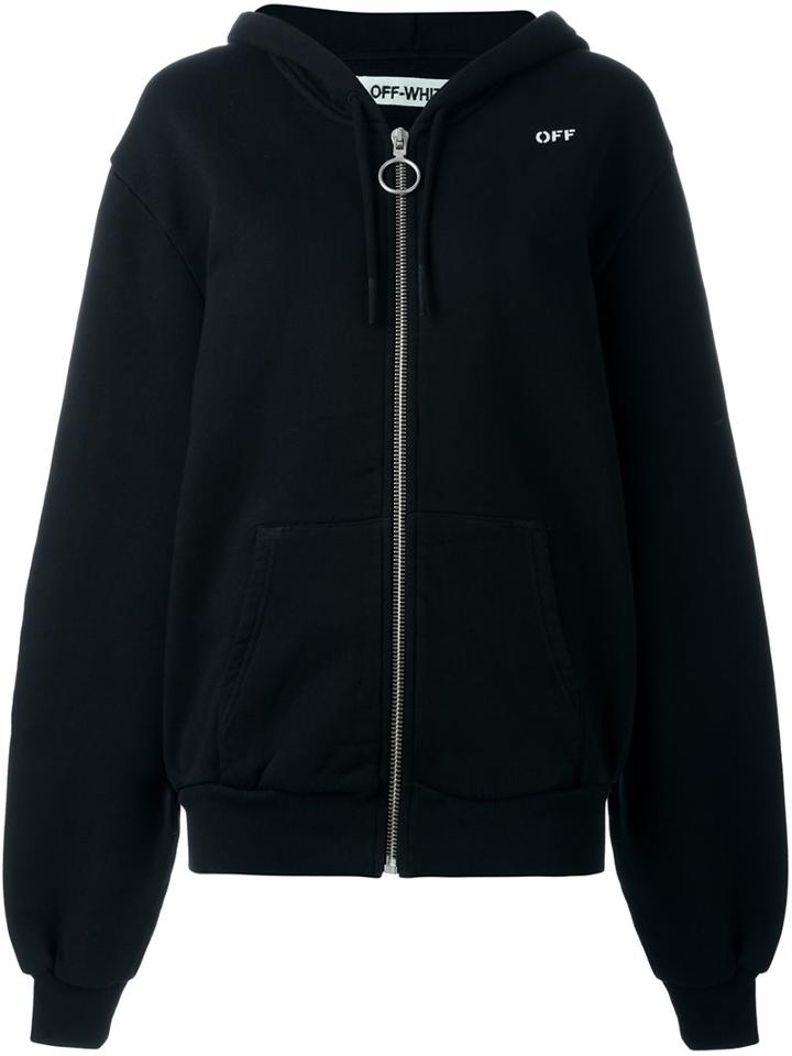 Off-white Zipped Hoodie, Women's, Size: Xs, Black, Cotton