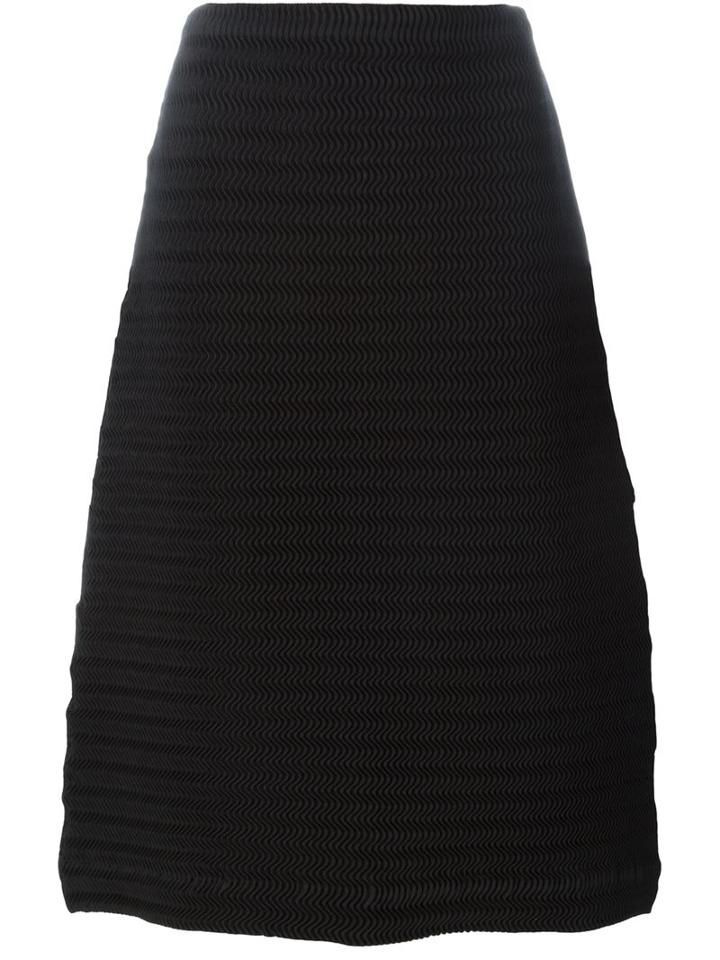 Issey Miyake Wave Pleat A-line Skirt, Women's, Size: 2, Black, Polyester/polyurethane/cotton/linen/flax