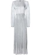 Adam Lippes Metallic Pleated Gown, Women's, Size: 4, Grey, Silk/polyester