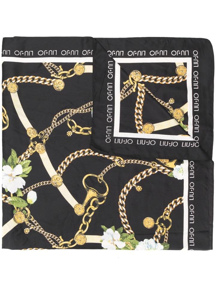 Liu Jo Chain-print Scarf - Black
