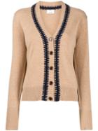Allude Embroidered Knitted Cardigan - Neutrals