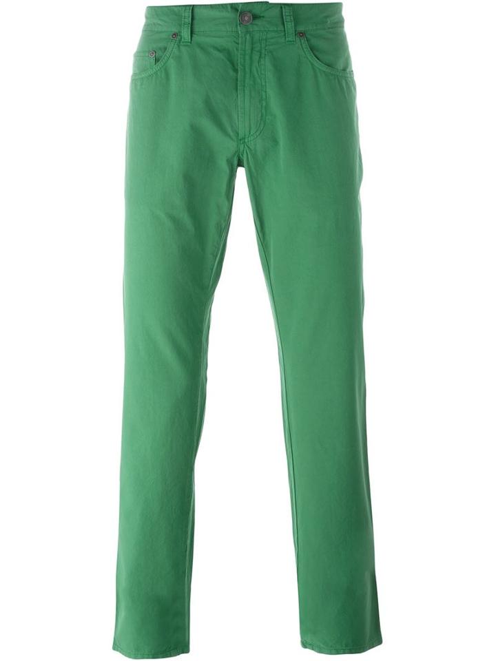 Salvatore Ferragamo Straight Leg Jeans, Men's, Size: 48, Green, Cotton