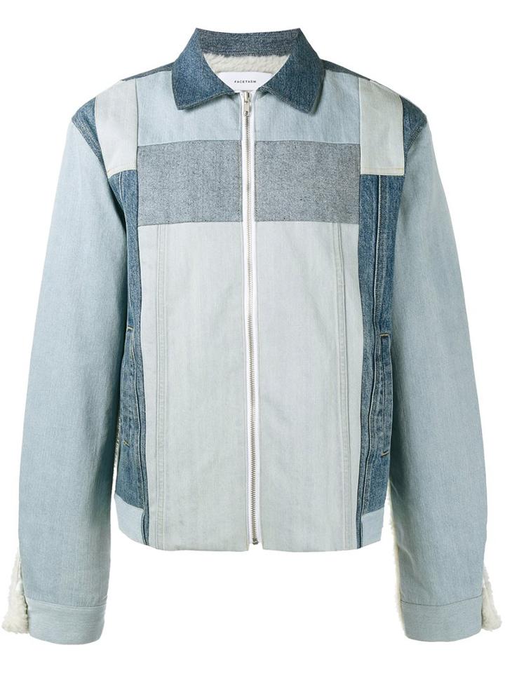 Facetasm Panelled Denim Jacket, Men's, Size: 4, Blue, Cotton/acrylic/wool