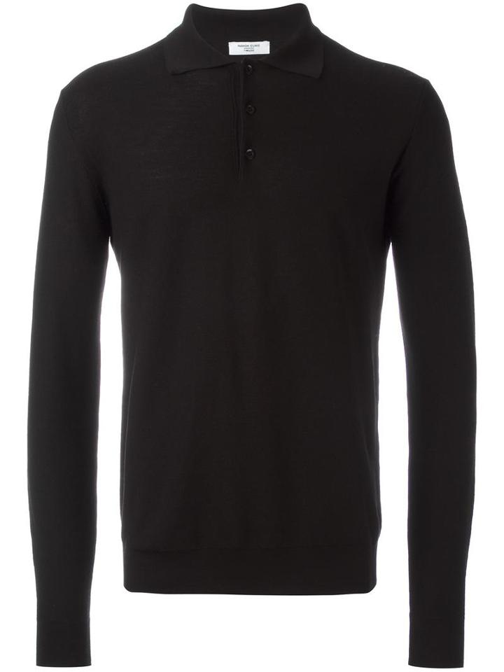 Fashion Clinic Polo Collar Jumper, Men's, Size: 48, Black, Wool