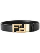 Fendi - Logo Buckle Belt - Men - Calf Leather/brass - One Size, Black, Calf Leather/brass