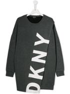 Dkny Kids Teen Layer-front Logo Sweatshirt-dress - Grey