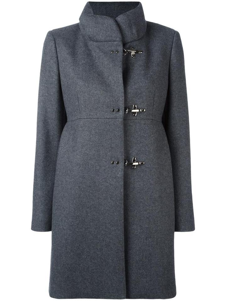 Fay Single Breasted Coat, Women's, Size: Xl, Grey, Wool/acrylic/virgin Wool/viscose