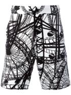 Love Moschino 'london Eye' Print Shorts, Men's, Size: Large, Black, Cotton