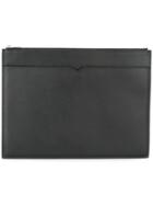 Valextra Top Zip Flat Clutch - Black