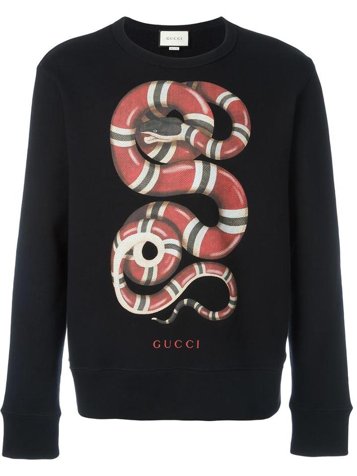 Gucci Snake Print Sweatshirt, Size: Medium, Black, Cotton