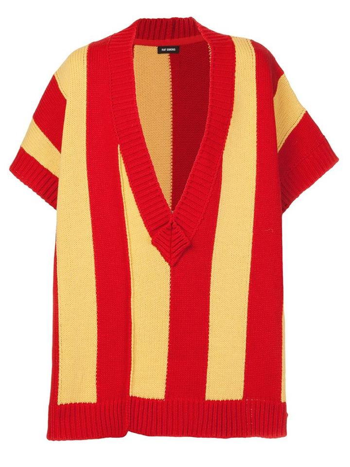 Raf Simons Loose Fit V-neck Jumper, Men's, Red, Virgin Wool