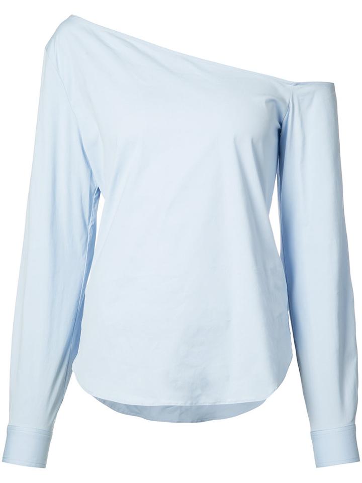 Theory - Off Shoulder Blouse - Women - Cotton/spandex/elastane - L, Brown, Cotton/spandex/elastane