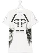 Philipp Plein Kids - Teen Skull Motif T-shirt - Kids - Cotton - 16 Yrs, White