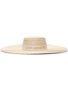 Off-white Straw Hat With Logo - Nude & Neutrals