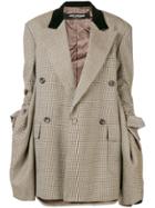Junya Watanabe Gathered Sleeve Oversized Tweed Blazer - Brown