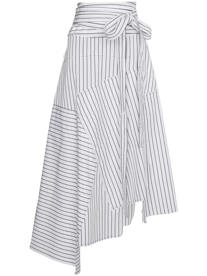 Jw Anderson Striped Asymmetrical Midi Skirt - White