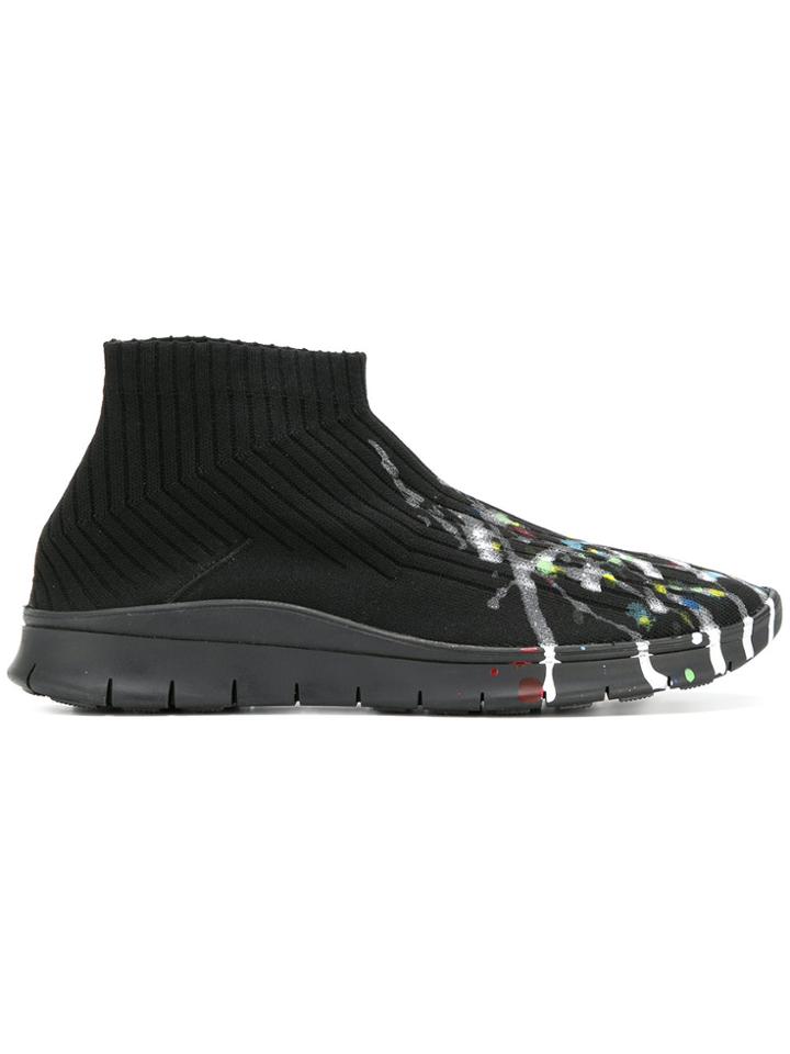 Maison Margiela Paint Splatter Sock Knit Sneakers - Black