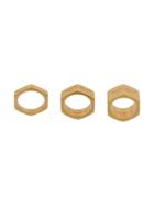 Off-white Hex Nut Set Of 3 Rings - Gold