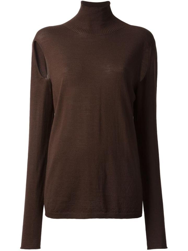 Rick Owens Cut-out Jumper, Women's, Size: Large, Brown, Virgin Wool